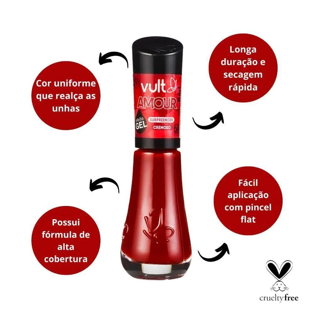 Esmalte Vult Amour Surpreender 5free com destaque para benefícios e cobertura