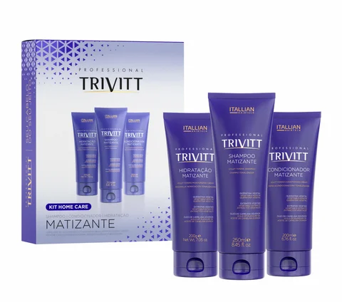 Kit completo Trivitt Matizante com caixa e produtos alinhados
