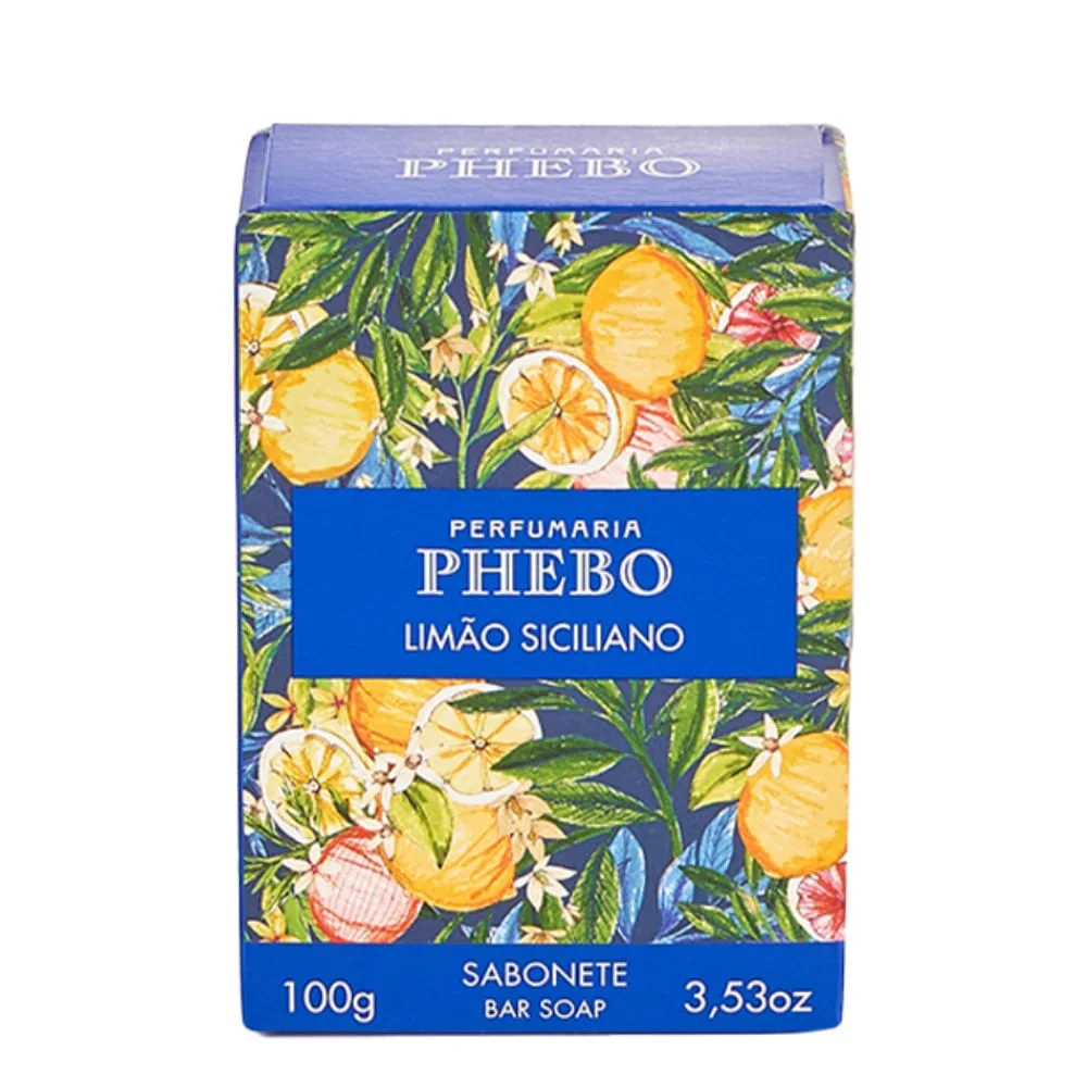 Detalhe da embalagem do sabonete Phebo Limão Siciliano
