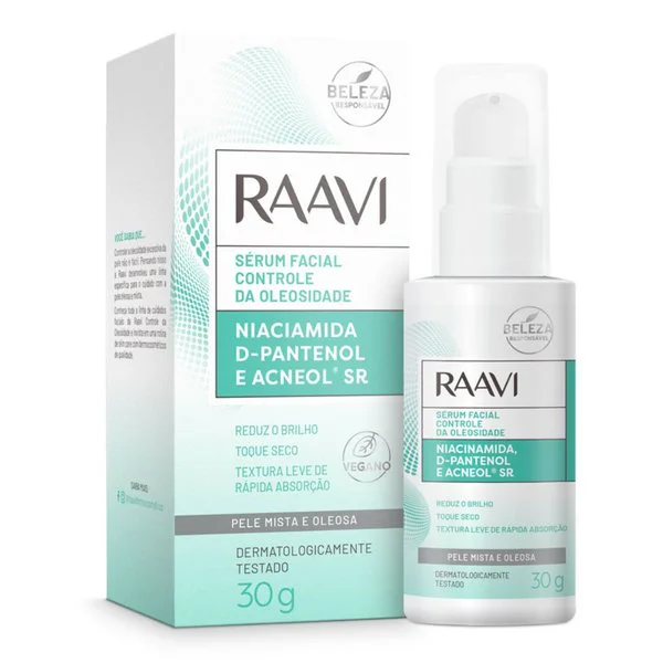 Sérum facial Raavi com niacinamida e D-pantenol