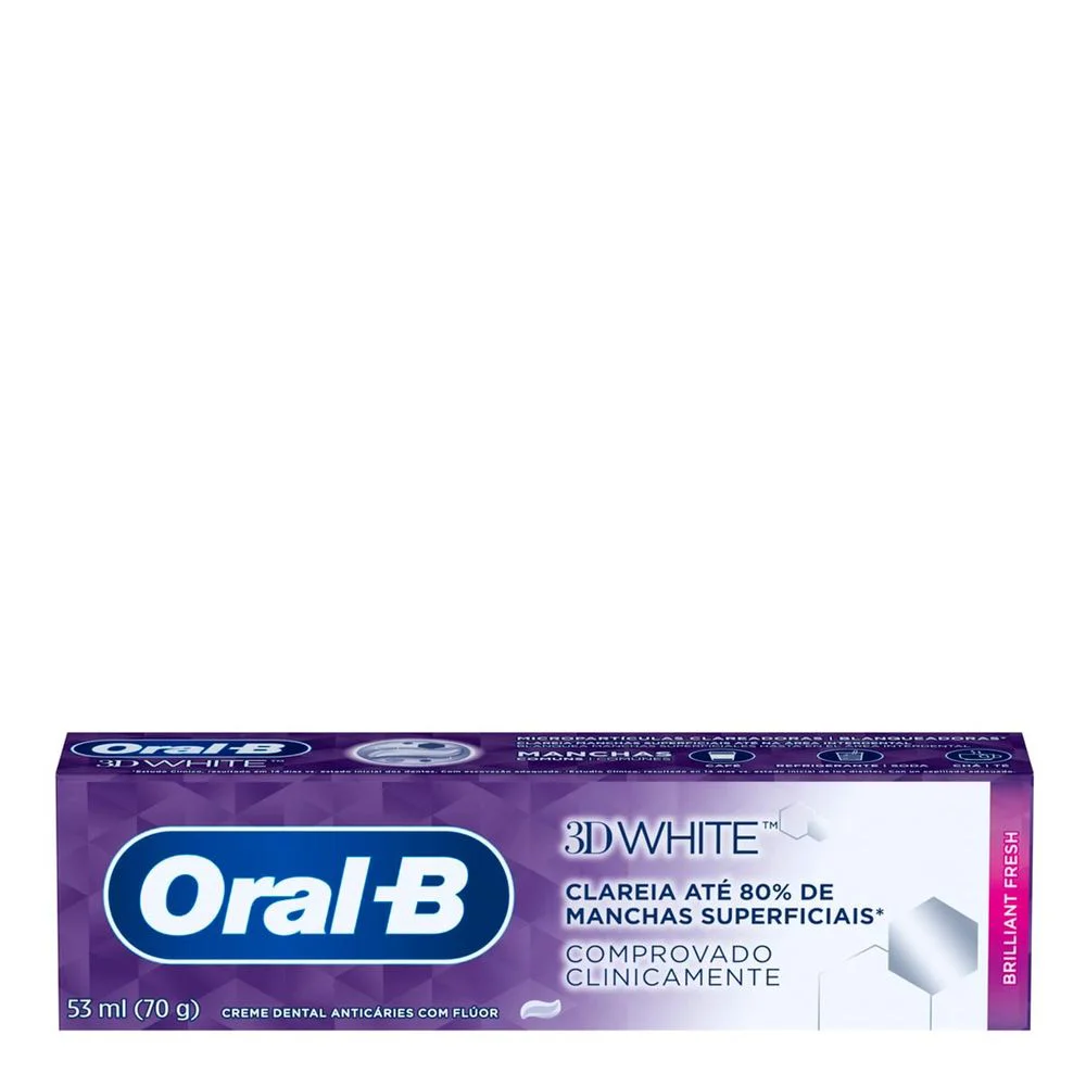 Detalhe da embalagem do Oral-B 3D White Brilliant Fresh 70g