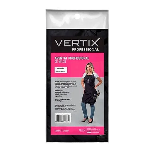 Embalagem do avental profissional Pro Vertix mostrando composição e detalhes