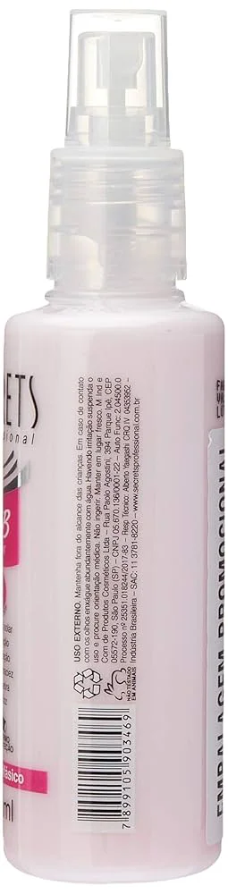 Spray Finalizador Secrets Bifásico BB Hair 110ml - frasco translúcido com líquido rosado