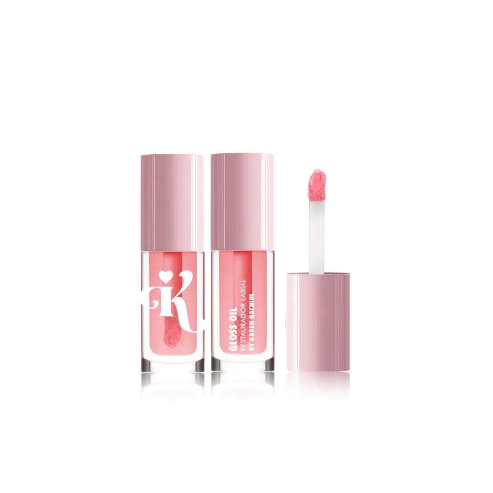 Gloss Oil Mercúrio By Karen Bachini - embalagem transparente com tom rosado e tampa rosa clara