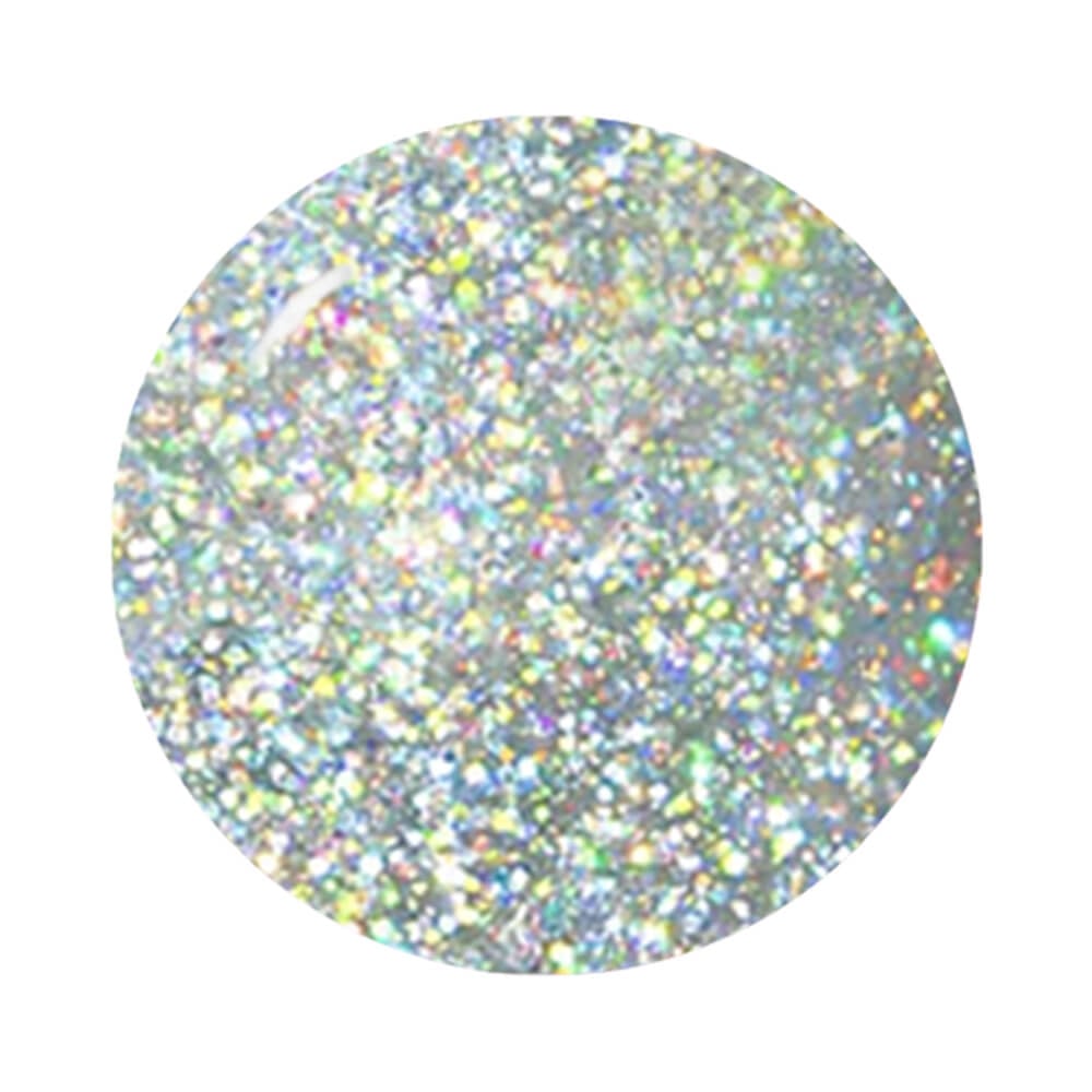 Detalhe do glitter holográfico prateado multicolorido do esmalte