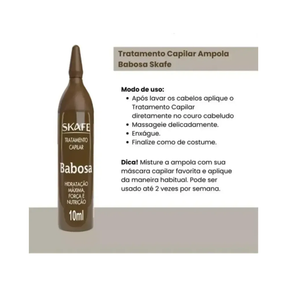 Ampola individual Skafe Babosa 10ml - aplicação prática e resultados visíveis