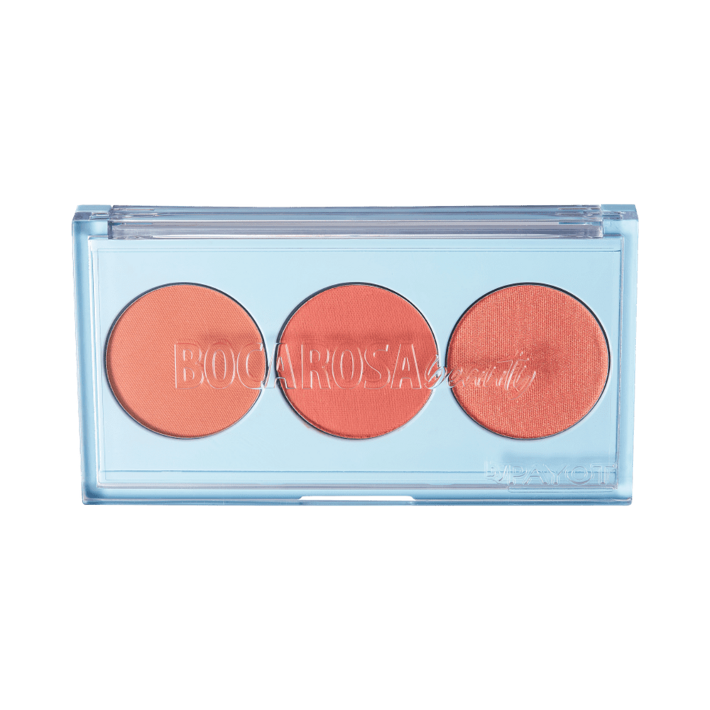 Paleta compacta Boca Rosa by Payot exibindo tons pêssego e coral