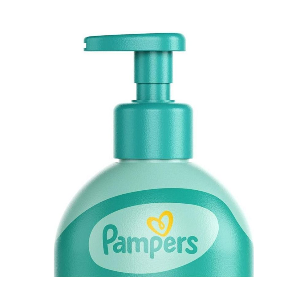 Parte superior do frasco Pampers Glicerina 200ml mostrando pump e rótulo
