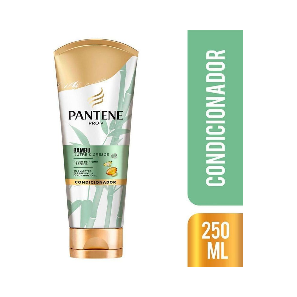 Condicionador Pantene Bambu Nutre & Cresce 250ml - destaque dos ingredientes e volume