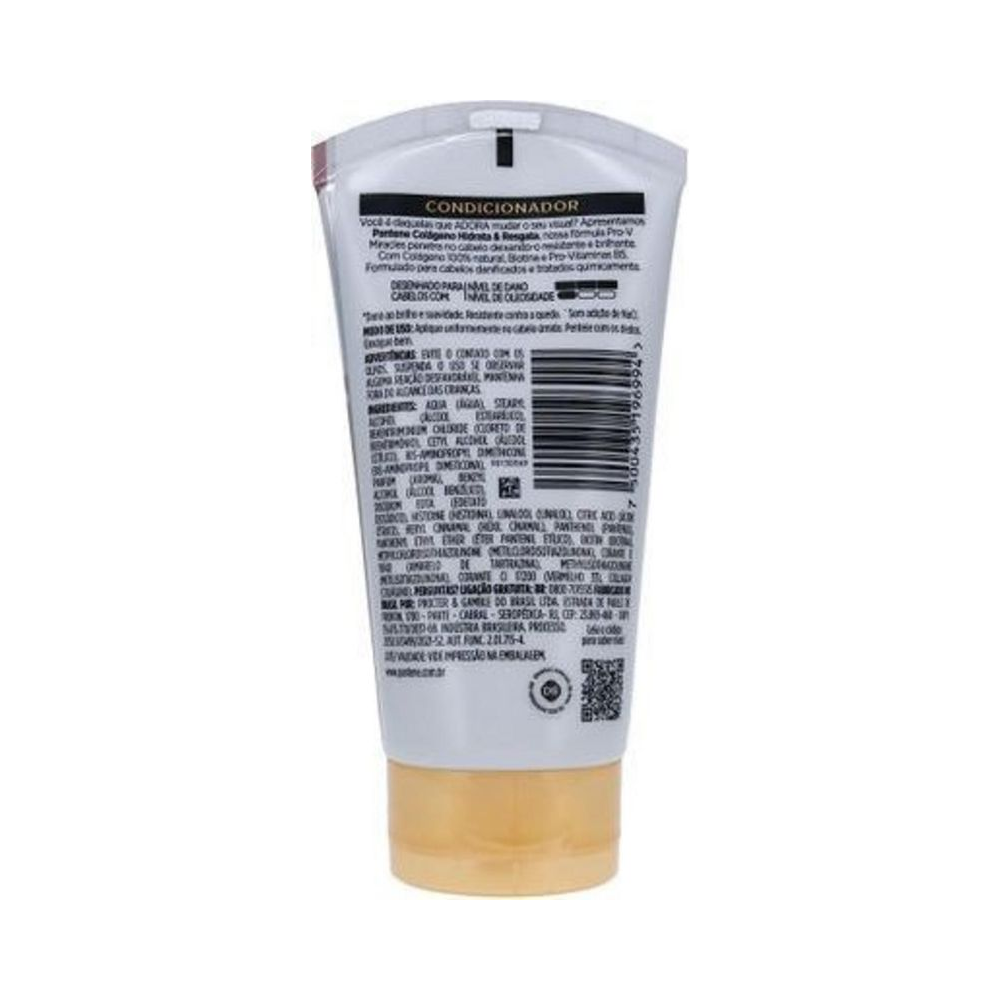 Verso do Condicionador Pantene Colágeno Hidrata e Resgata 150ml com informações e modo de uso