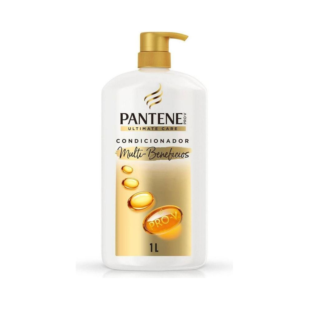 Condicionador Pantene Multibenefícios 1000ml - visual frontal com ícones de benefícios