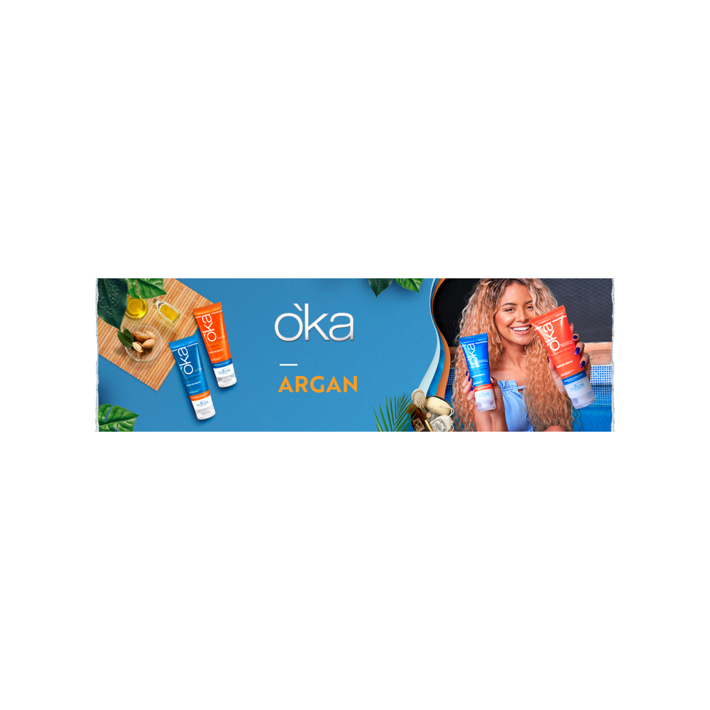 Dois tubos do condicionador Salvatore Oka Óleo de Argan em ambiente natural