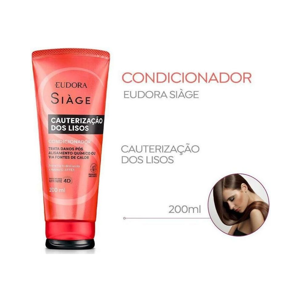 Condicionador Siáge Cauterização Dos Lisos 200ml - embalagem tubo vermelho