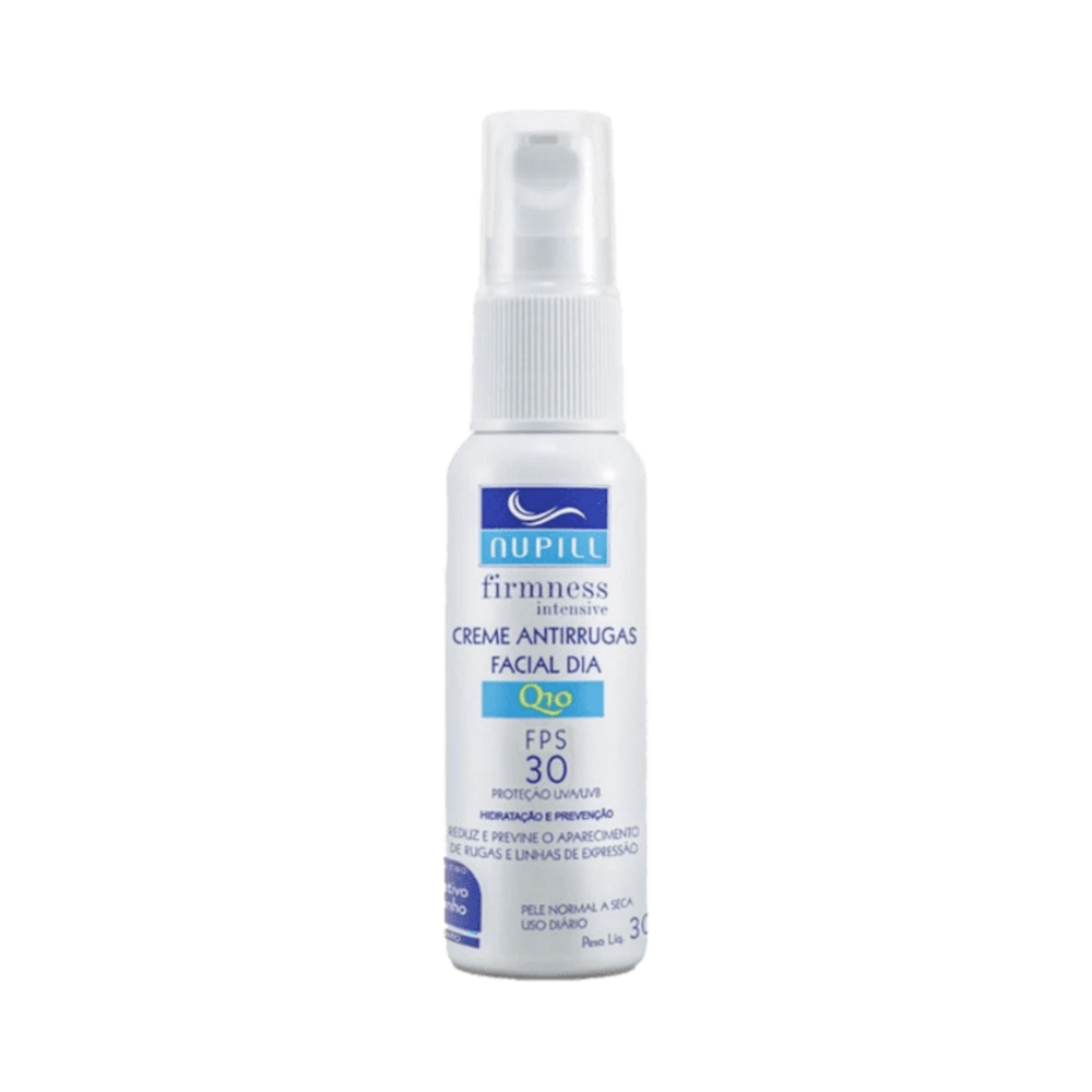 Imagem do frasco branco do creme antirrugas Nupill com pump