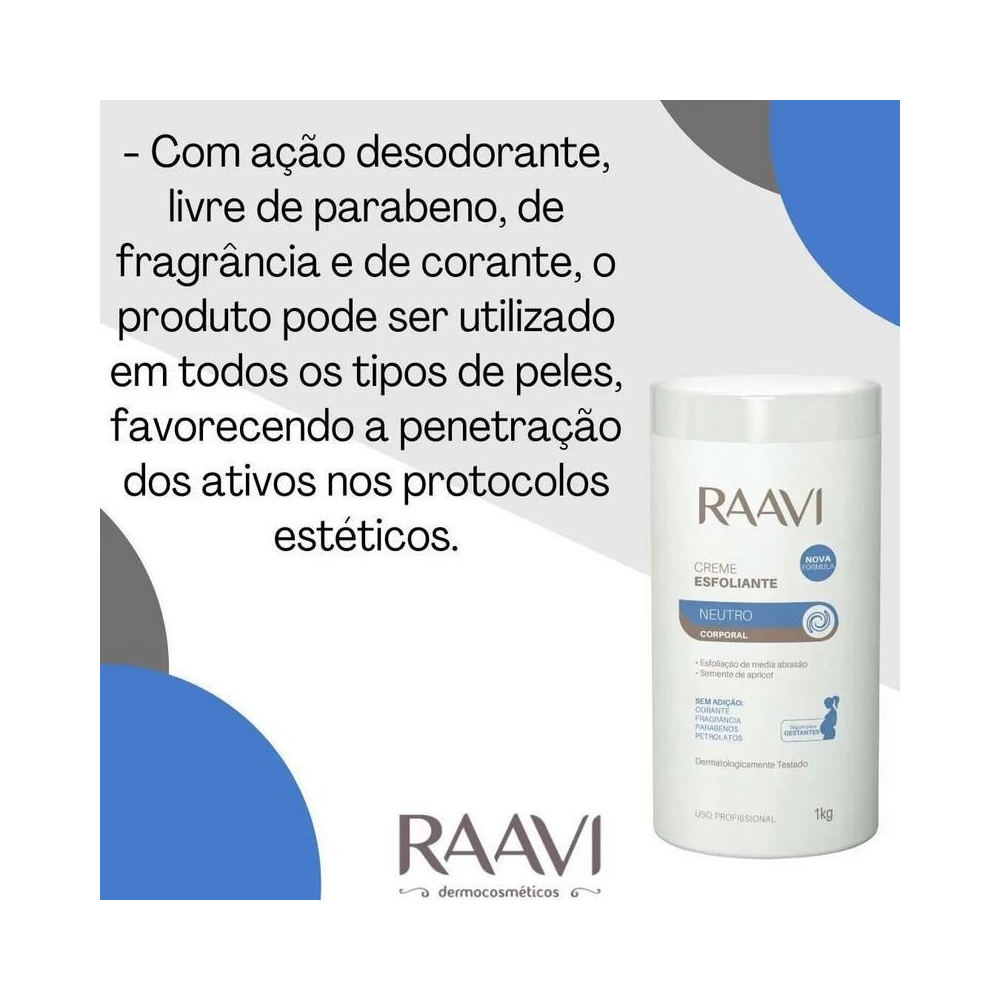 Creme Esfoliante Raavi Corporal Neutro 1000g - destaque ingredientes naturais