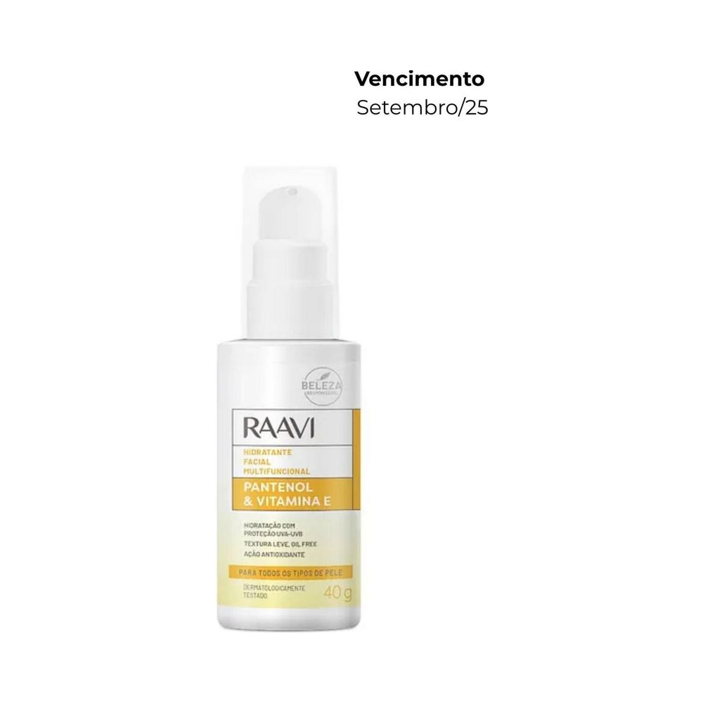 Creme Hidratante Raavi Multifuncional FPS30 40g - destaque Pantenol e Vitamina E
