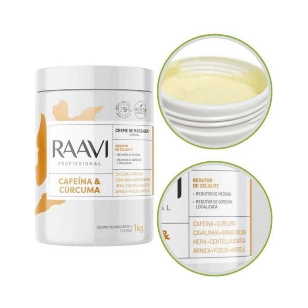 Creme Raavi 1000g com destaque para ingredientes naturais e textura