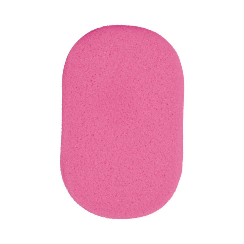 Esponja Ricca Colors rosa com textura porosa e formato oval