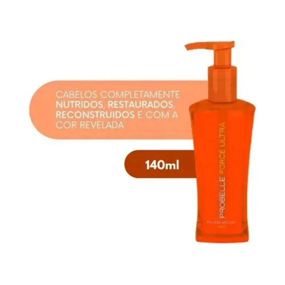 Frasco laranja do Fluído Probelle Relax 140ml com informações ao lado
