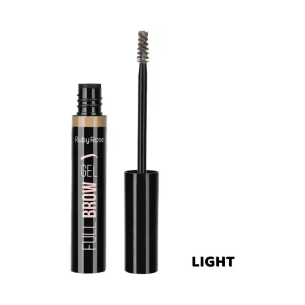 Gel Volumizador Ruby Rose Full Brow Light aberto com aplicador spoolie