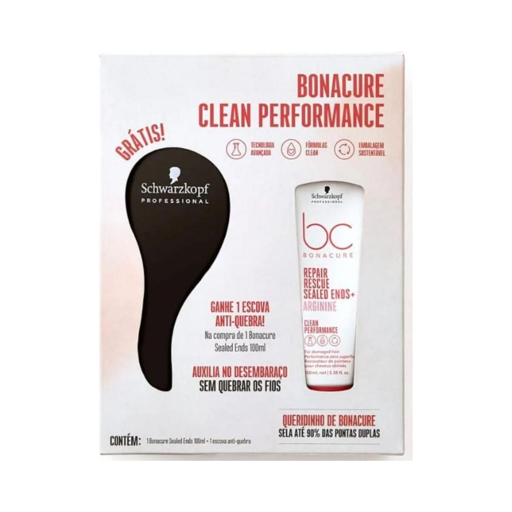 Embalagem do Kit Bonacure Repair Rescue Sealed Ends 100ml com escova