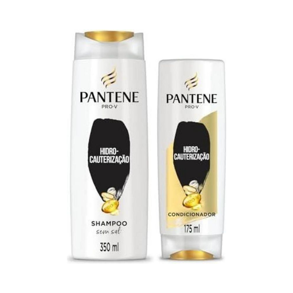 Kit Pantene hidro-cauterização mostrando shampoo 350ml e condicionador 175ml