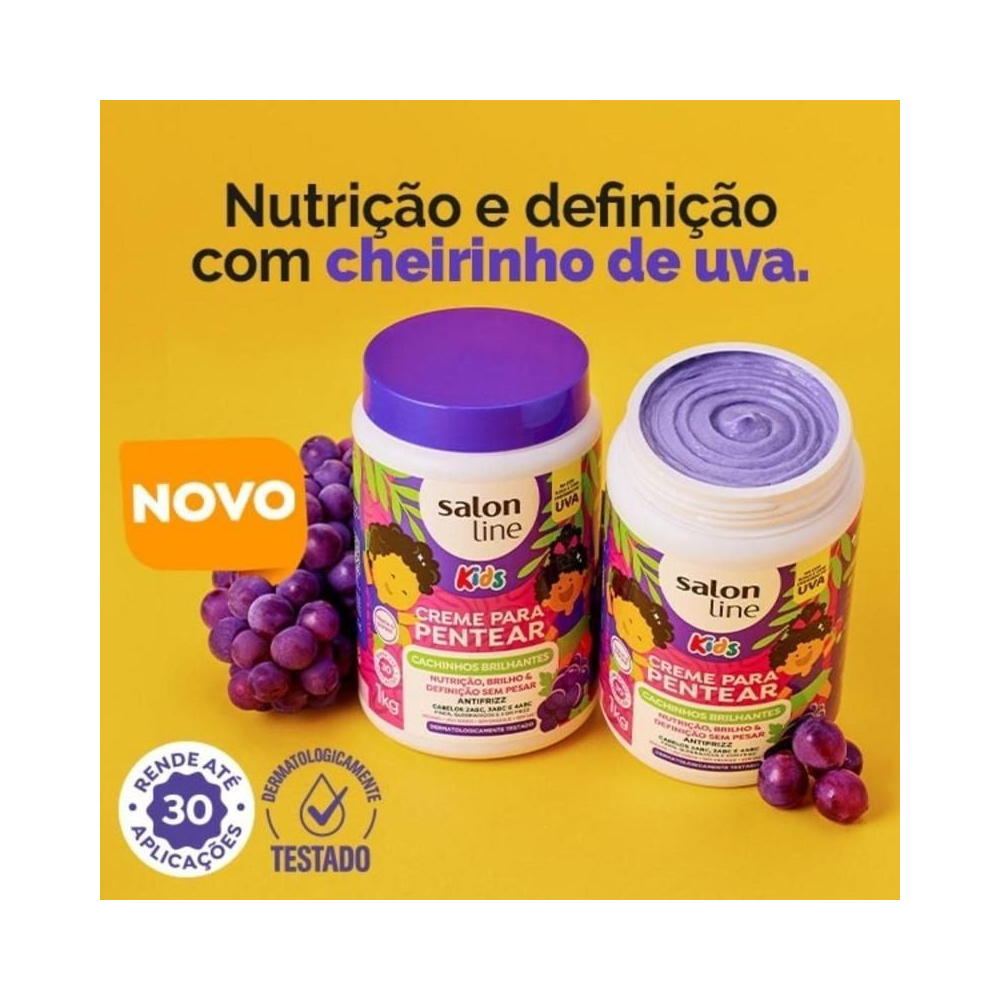 Imagem promocional com pote aberto mostrando textura do creme e destaque para cheirinho de uva