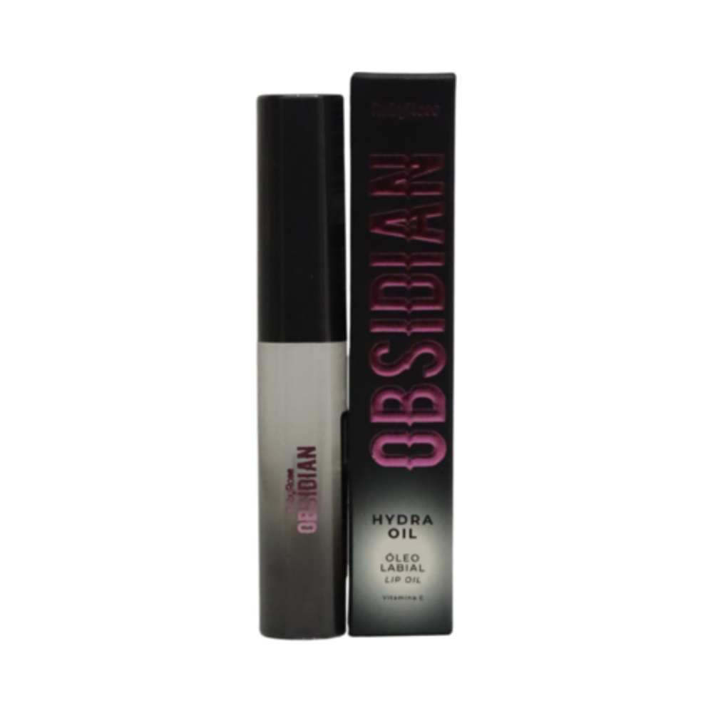 Lip Oil Ruby Rose Obsidian 17g frasco translúcido ao lado da caixa