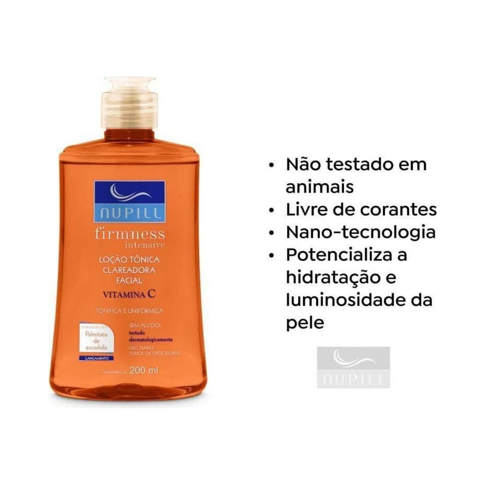 Loção Tônica Nupill Vitamina C 200ml com benefícios e selo de teste dermatológico