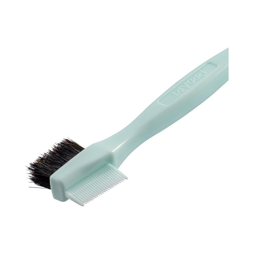 Close do cabo ergonômico azul claro do Pente ProArt Wonder Curly