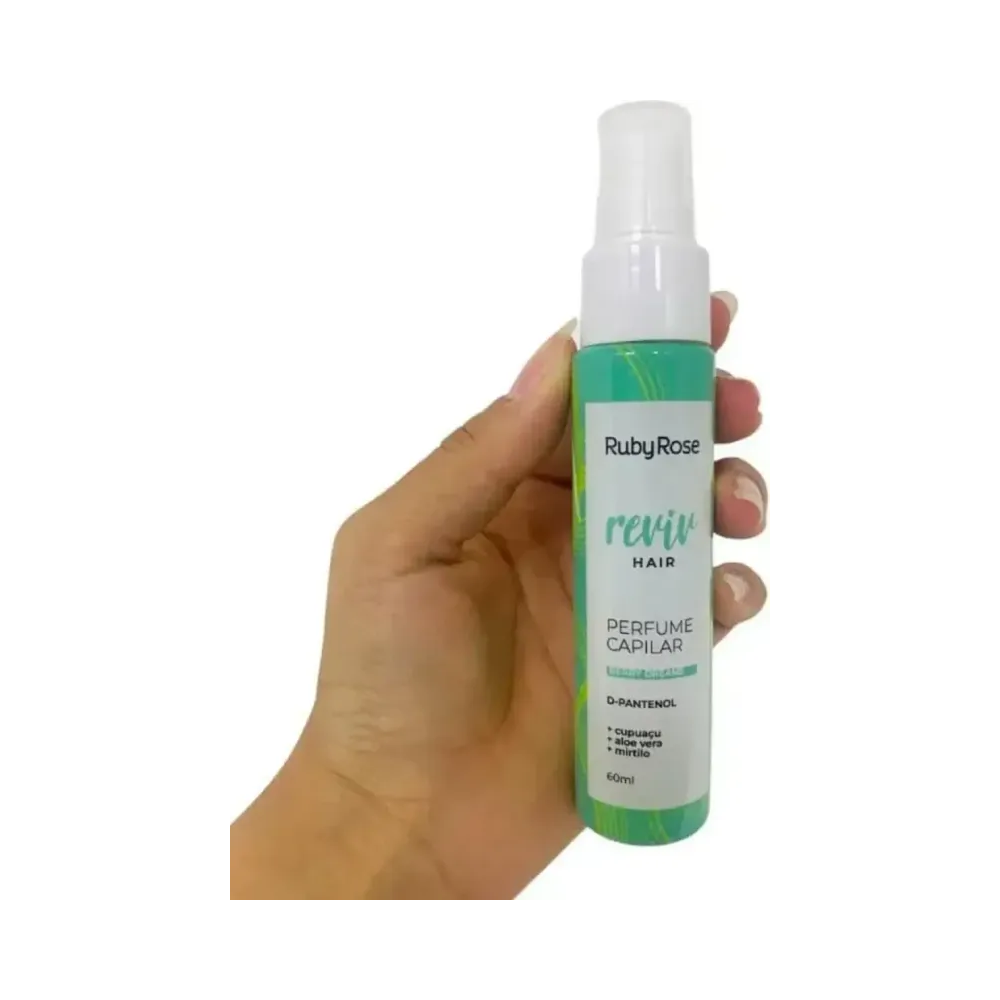 Perfume Capilar Ruby Rose Reviv Hair Baunilha 60ml em fundo branco