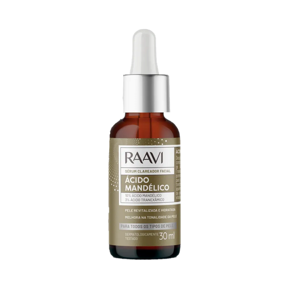Frasco âmbar do Sérum Facial Clareador Raavi 30ml