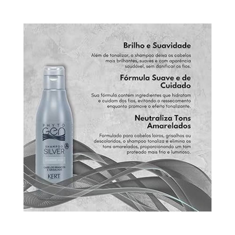 Shampoo Phytogen Silver 250ml com destaques de hidratação e brilho