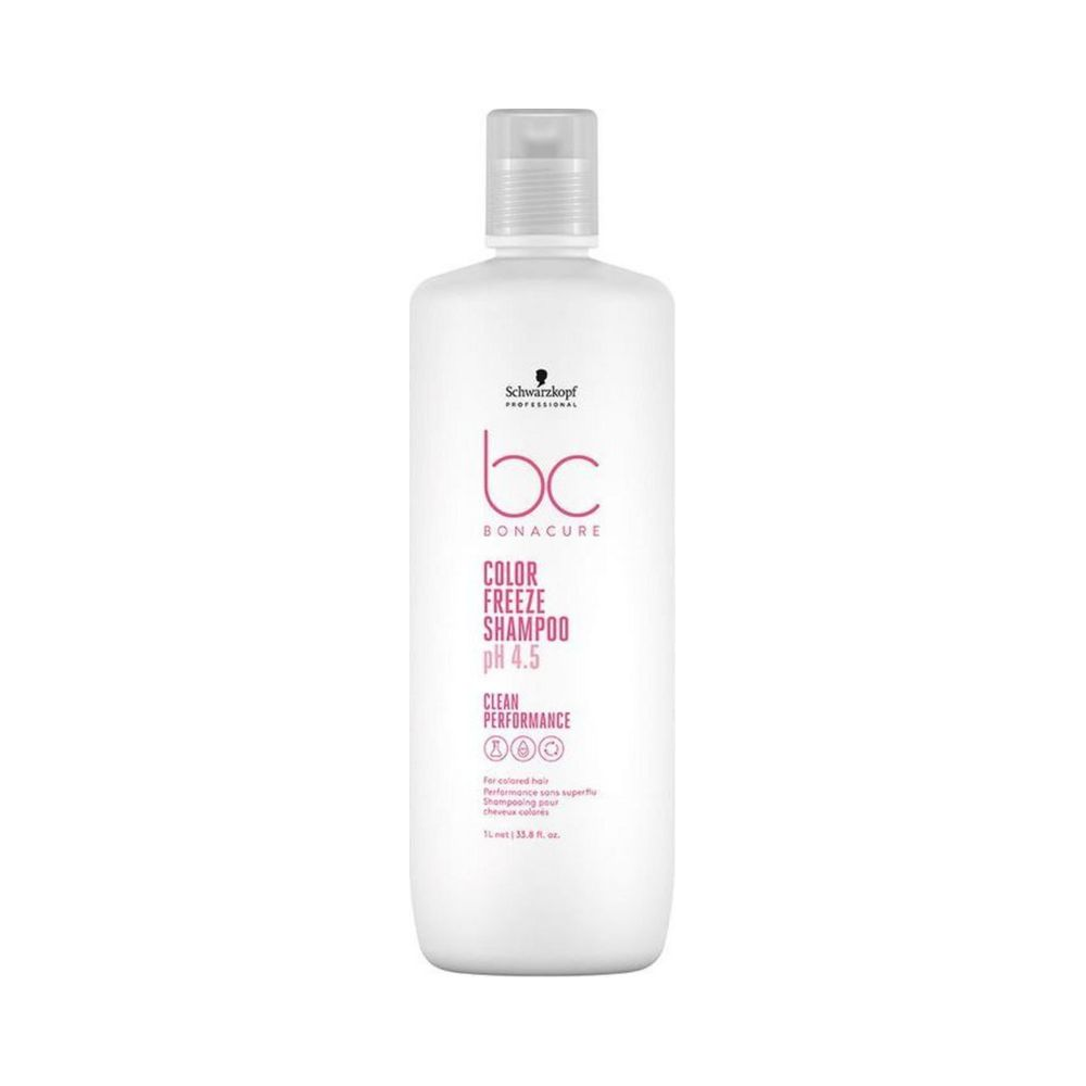 Frasco branco do Shampoo BC Bonacure Color Freeze 1000ml em destaque